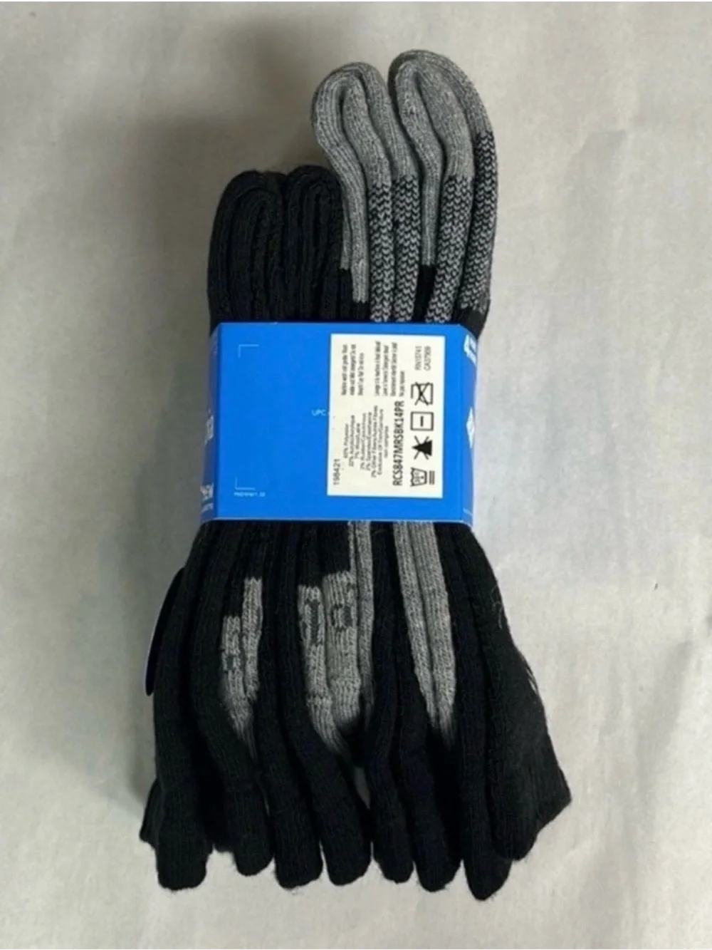 New Columbia Socks Men’s 4 Pairs Black & Gray Wool Blend Crew Sock Casual Active